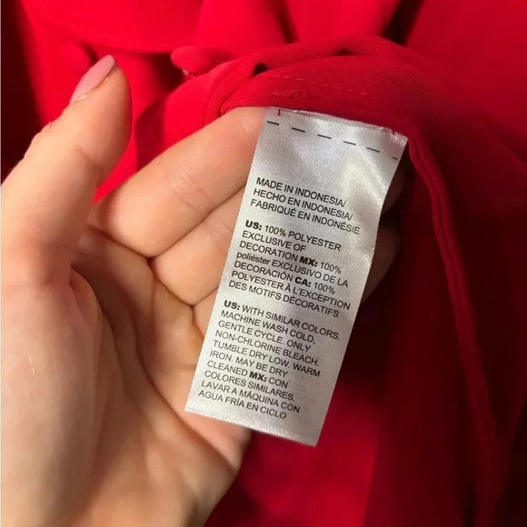 Chicos Ruffle Front Button Up Red Long Sleeve Blouse - Picture 6 of 13